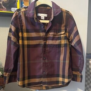 Burberry Kids Plaid Shirt in Purple and Tan